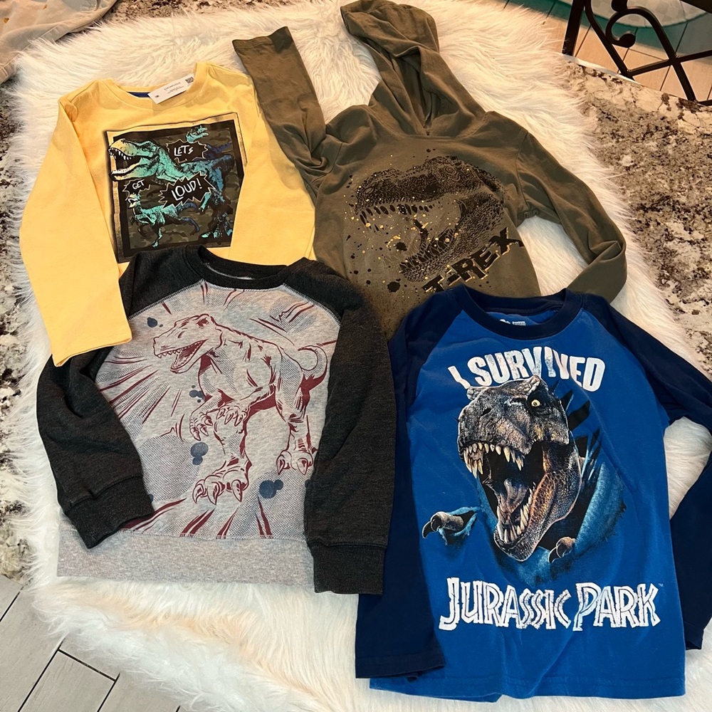 Kids Dinosaur Graphic Long Sleeve Shirt Bundle